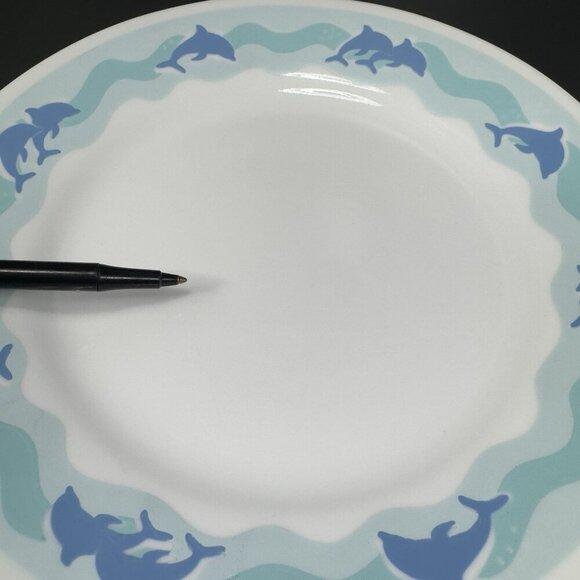 Corelle Dinnerware Blue Dolphins Ocean Dance Plate Dish 8in Wide Plates Set 3 - Picture 5 of 14